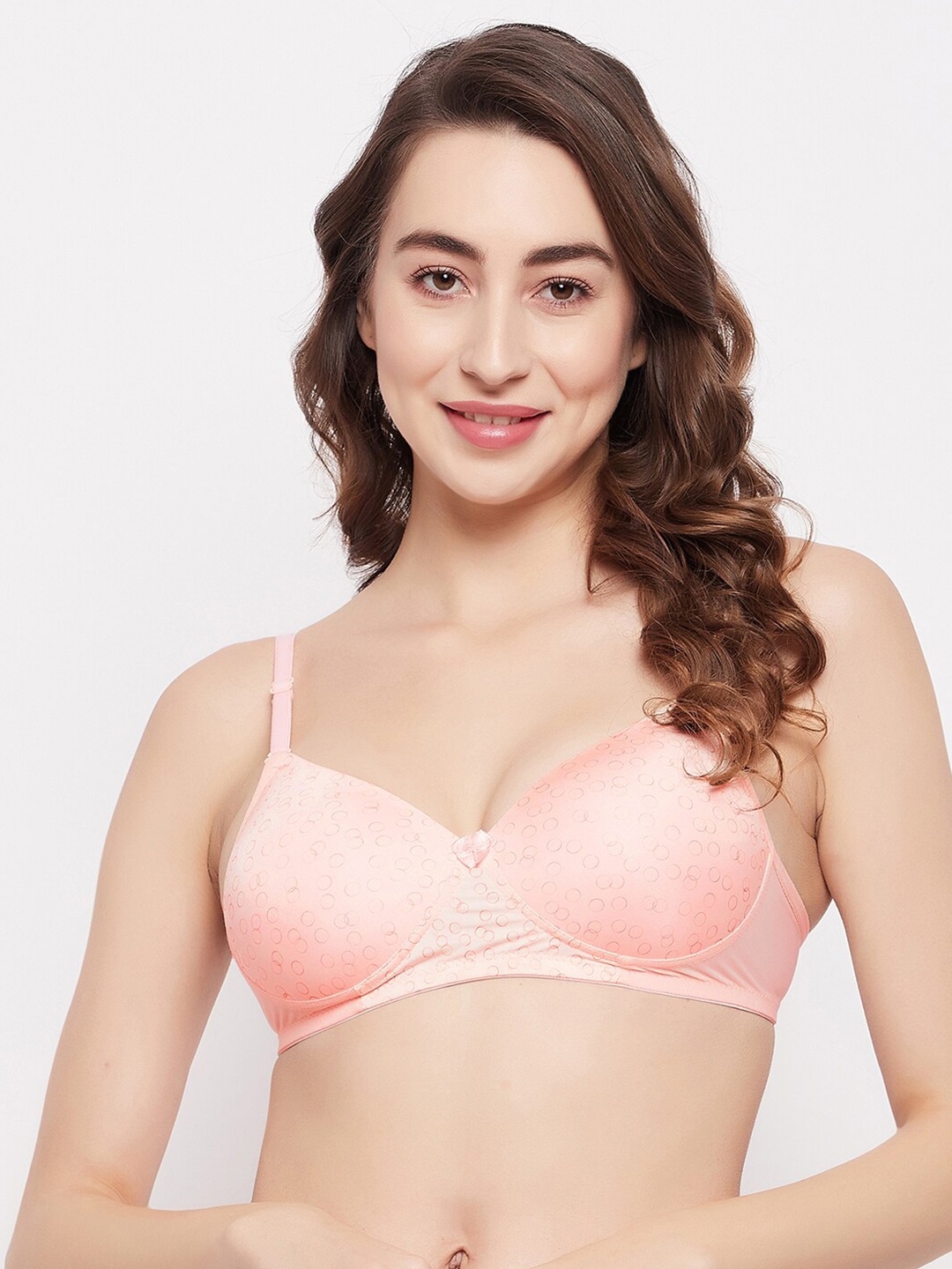 

Clovia Geometric Bra Lightly Padded T-shirt Bra, Pink