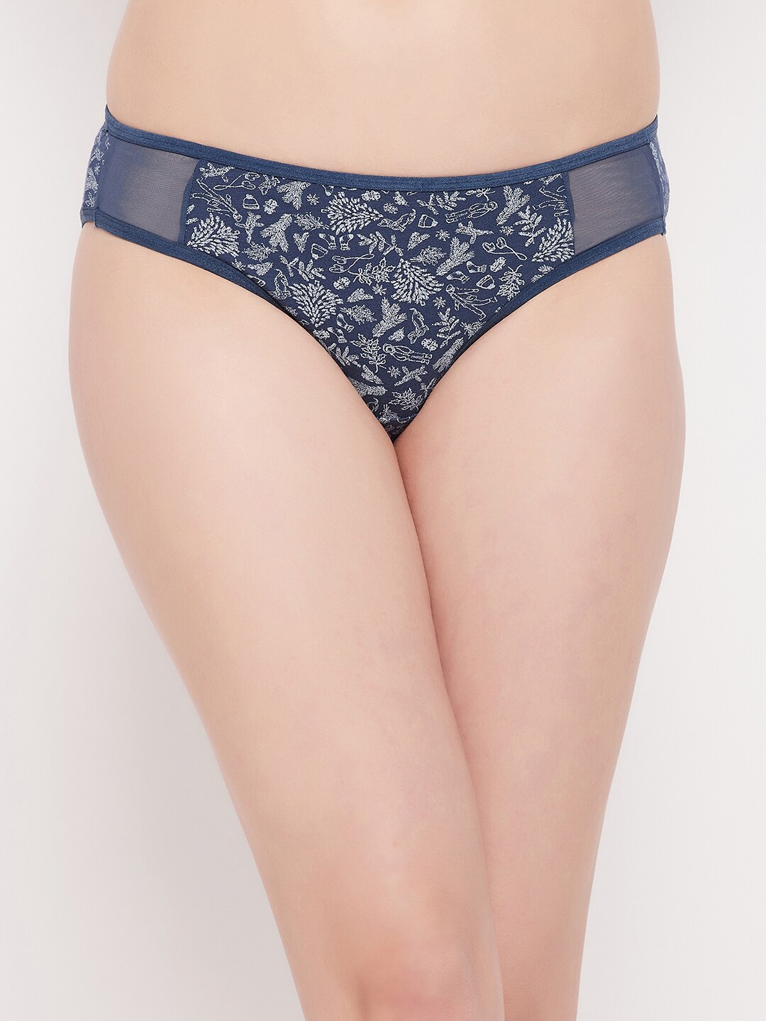 

Clovia Women Printed Cotton Bikini Briefs, Blue