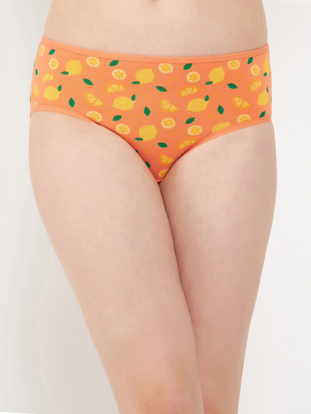 

Clovia Women Fruit Print Mid-Waist Cotton Hipster Briefs PN3411E16S, Orange