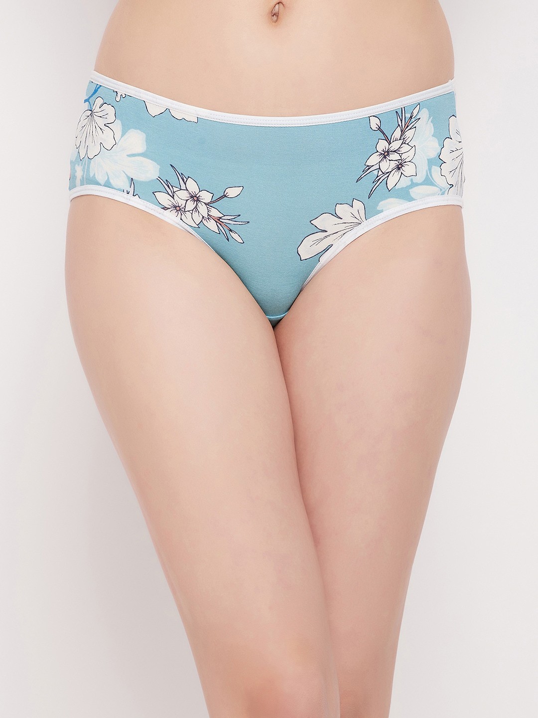 

Clovia Women Floral Print Mid-Waist Cotton Hipster Briefs PN3411T03S, Blue