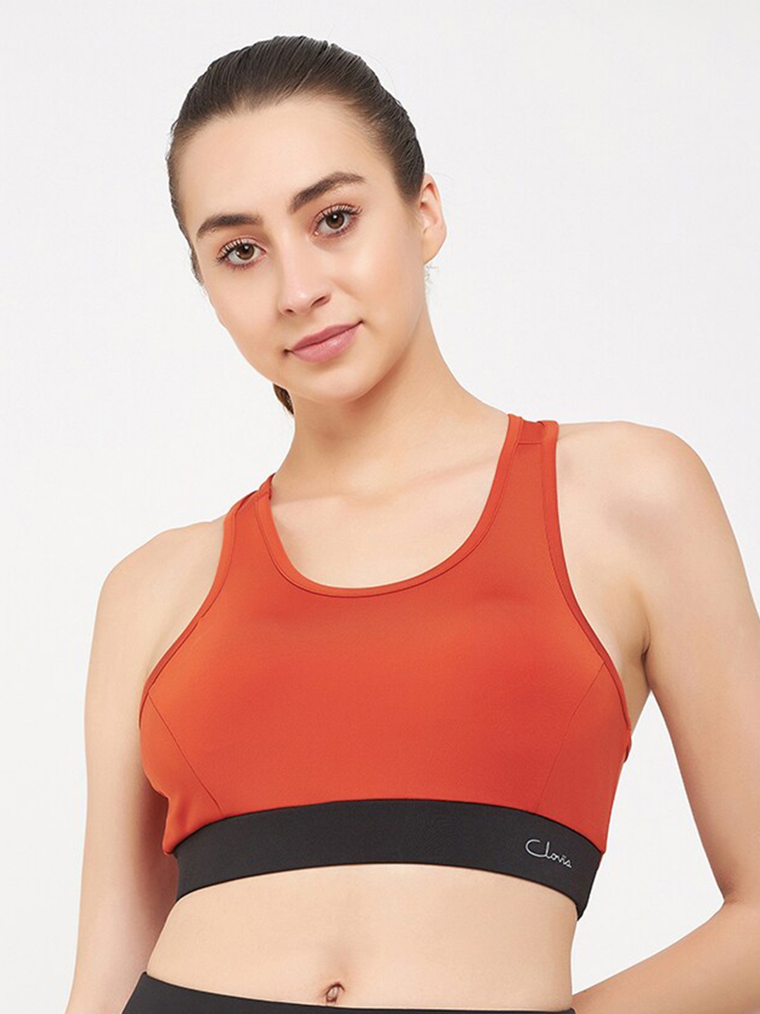 

Clovia Padded Racerback Rapid-Dry Medium Impact Sports Bra BR2084P06XXL, Rust