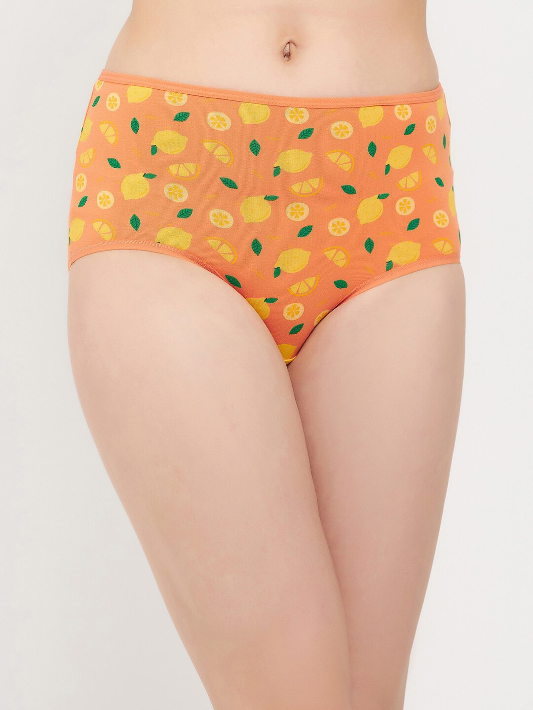 

Clovia Women Printed Cotton High-Rise Hipster Brief, Orange
