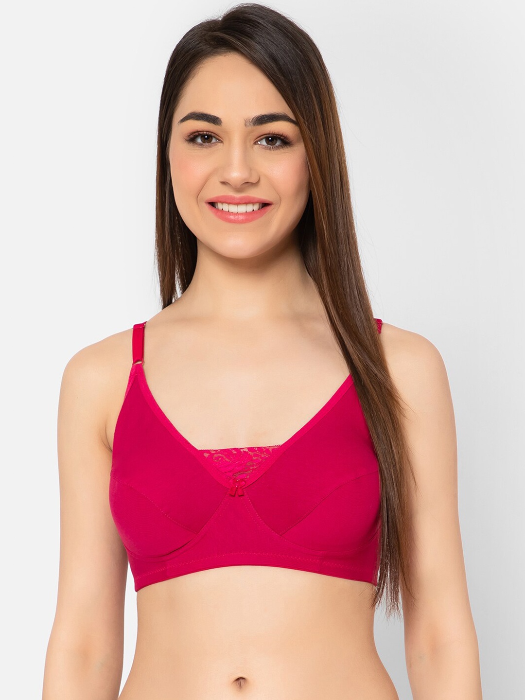 

Clovia Non-Padded Non-Wired Cotton Full Cup Cami Bra BR1602B1432B, Magenta