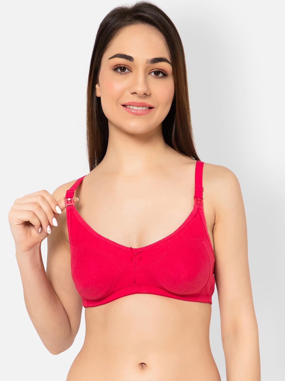 

Clovia Non-Padded Leak-Proof Cotton Maternity Bra, Magenta