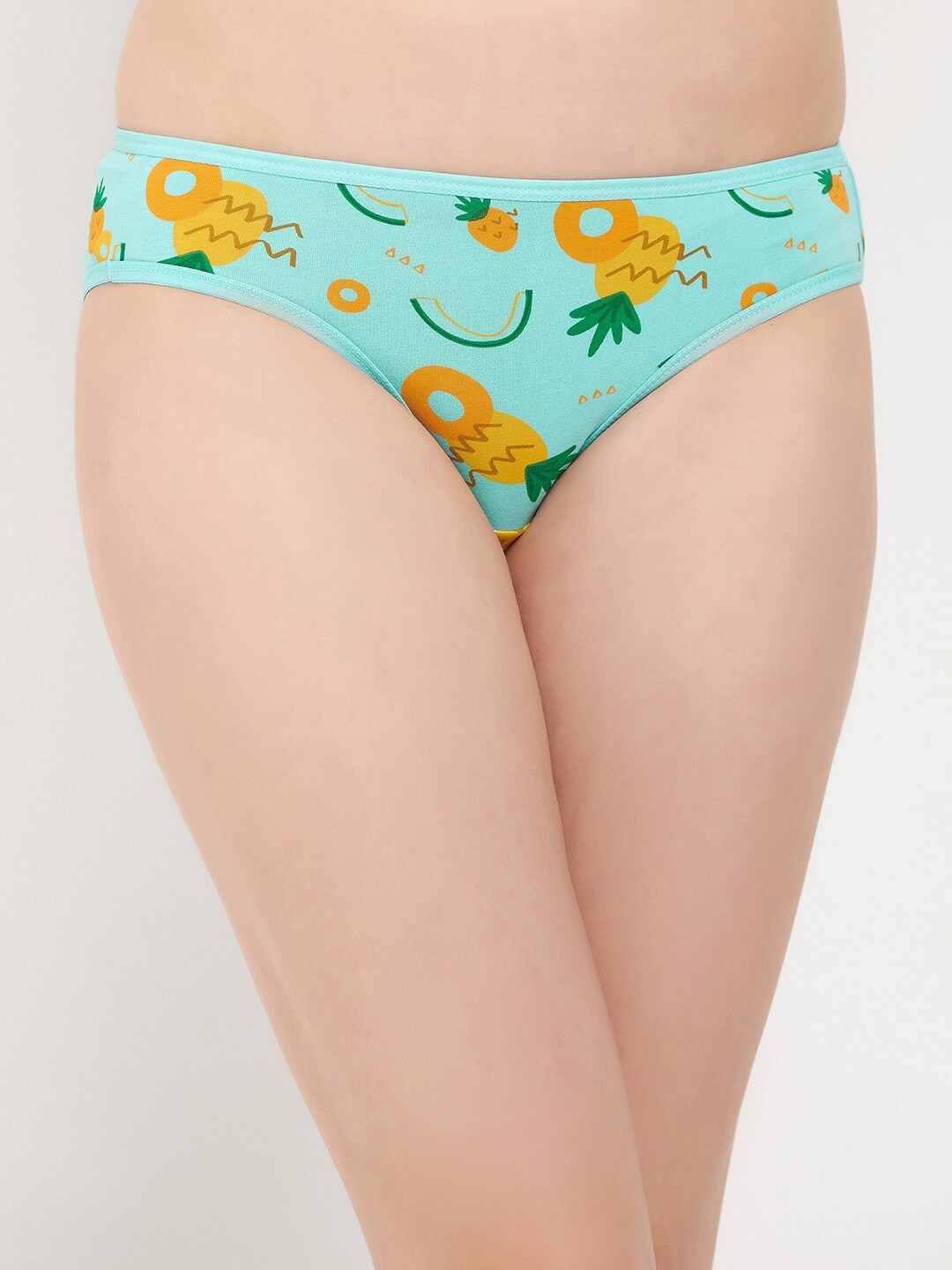

Clovia Women Printed Cotton Bikini Briefs, Blue