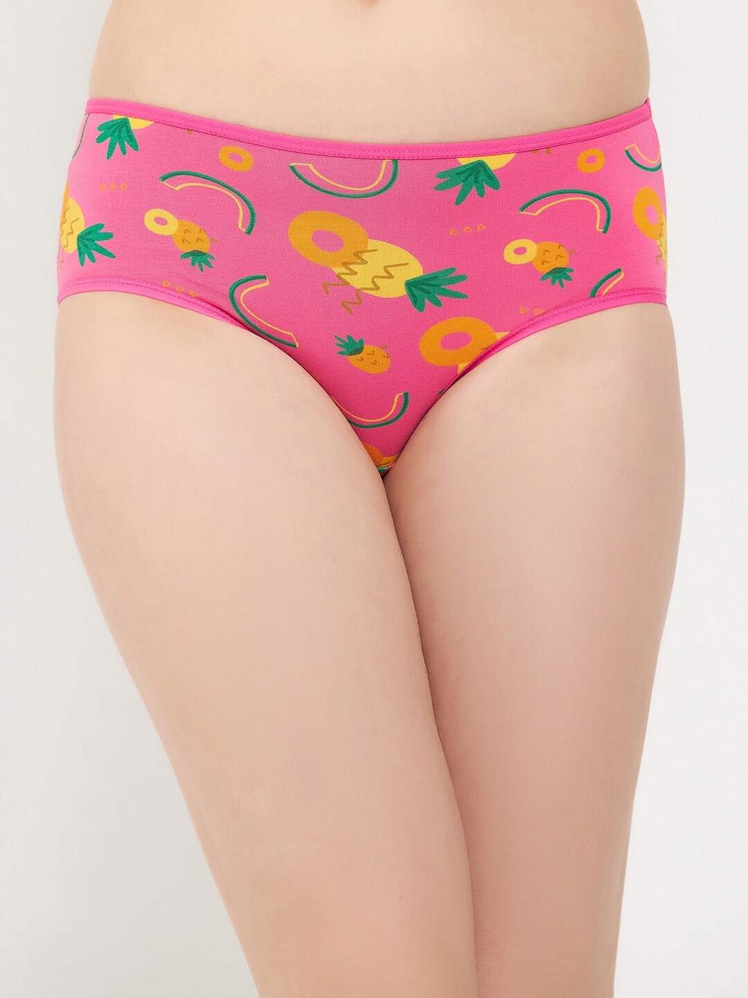 

Clovia Women Tutty Fruity Print Cotton Mid-Waist Hipster Briefs PN2854C14S, Pink