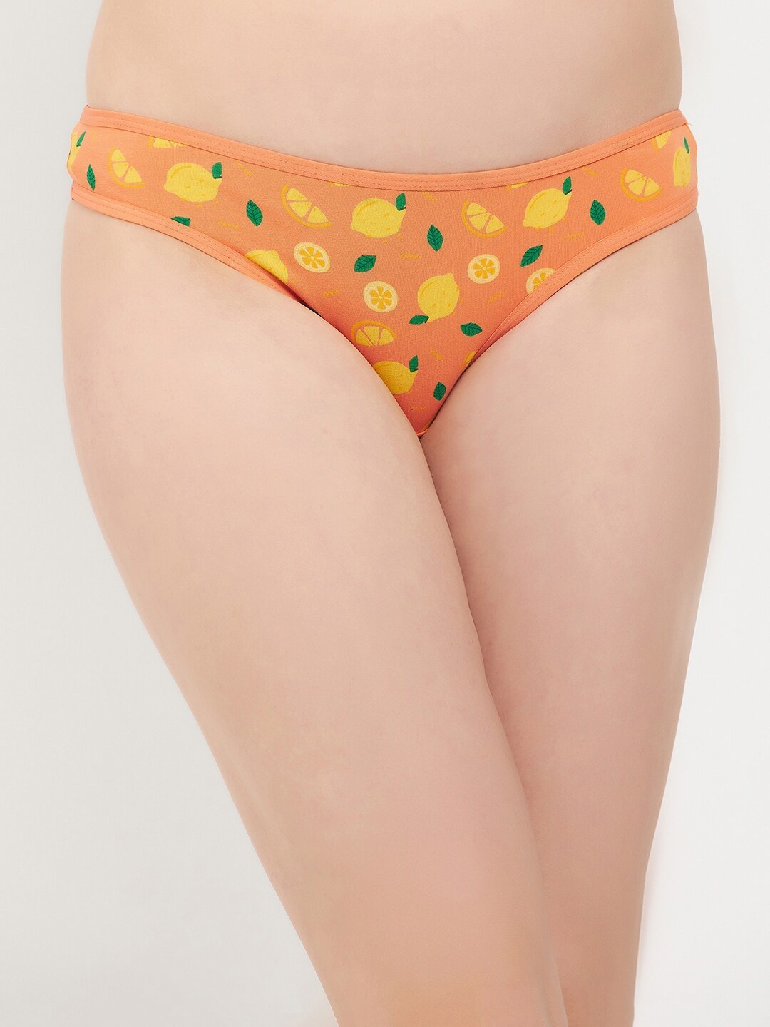 

Clovia Women Tutty Fruity Printed Thong Briefs, Orange