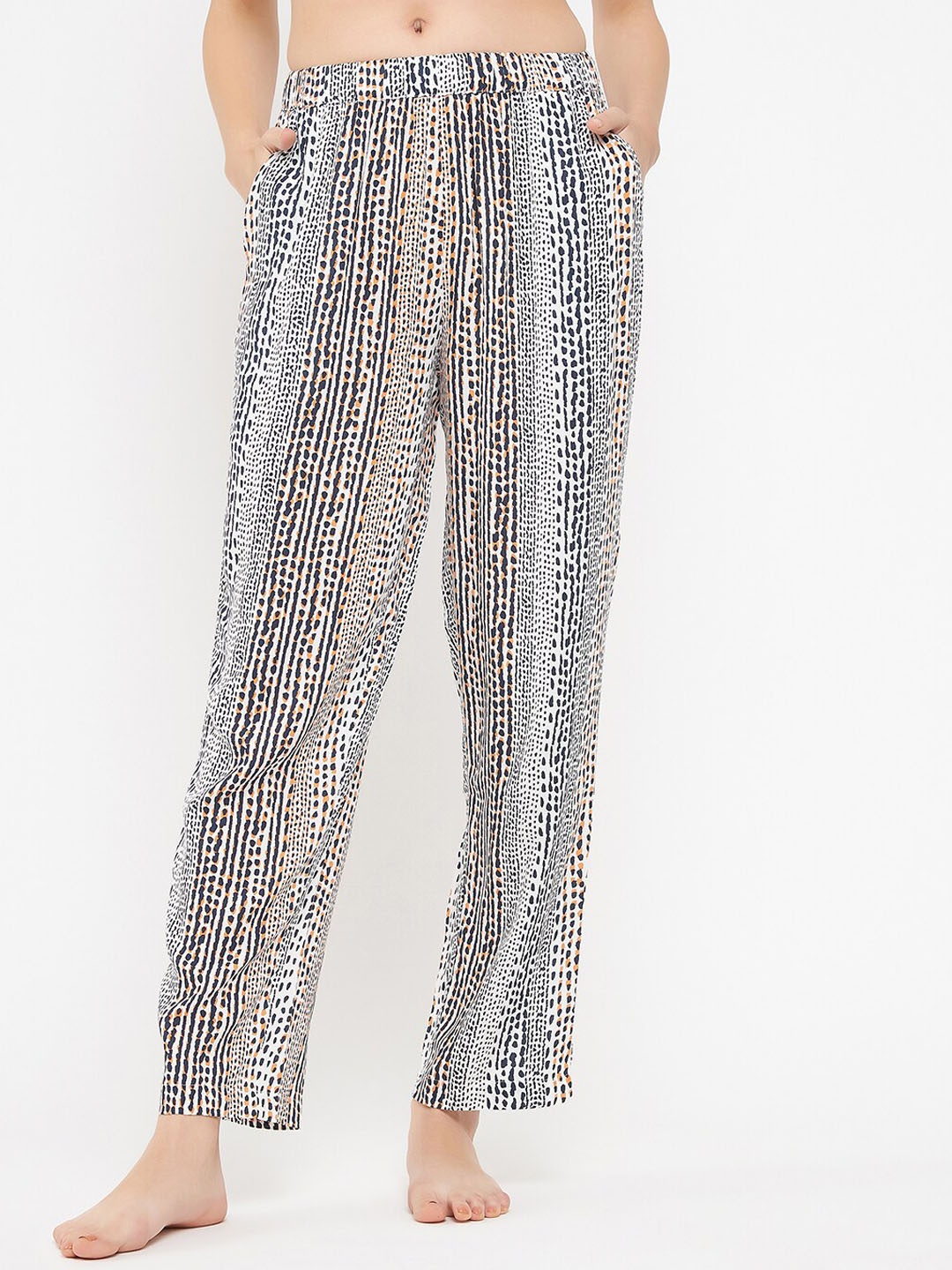 

Clovia Animal Print Rayon Pyjama Lounge Pants, White