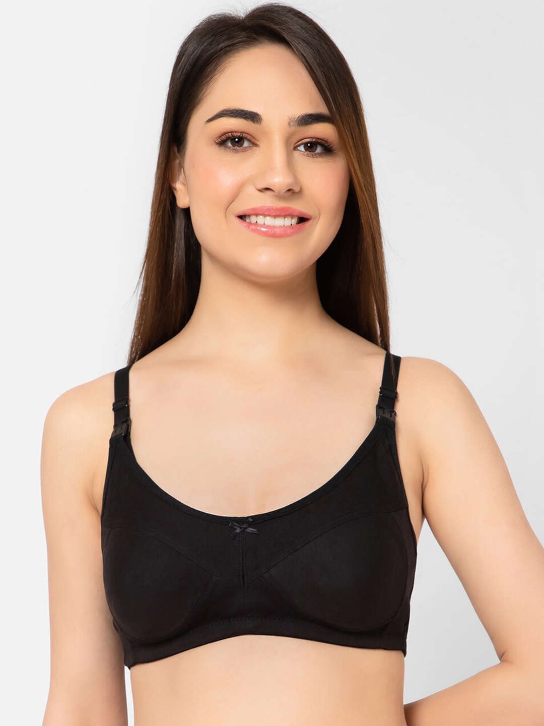 

Clovia Non-Padded Non-Wired Full Cup Leak-Proof Cotton Rich Maternity Bra BR2089A1332B, Black
