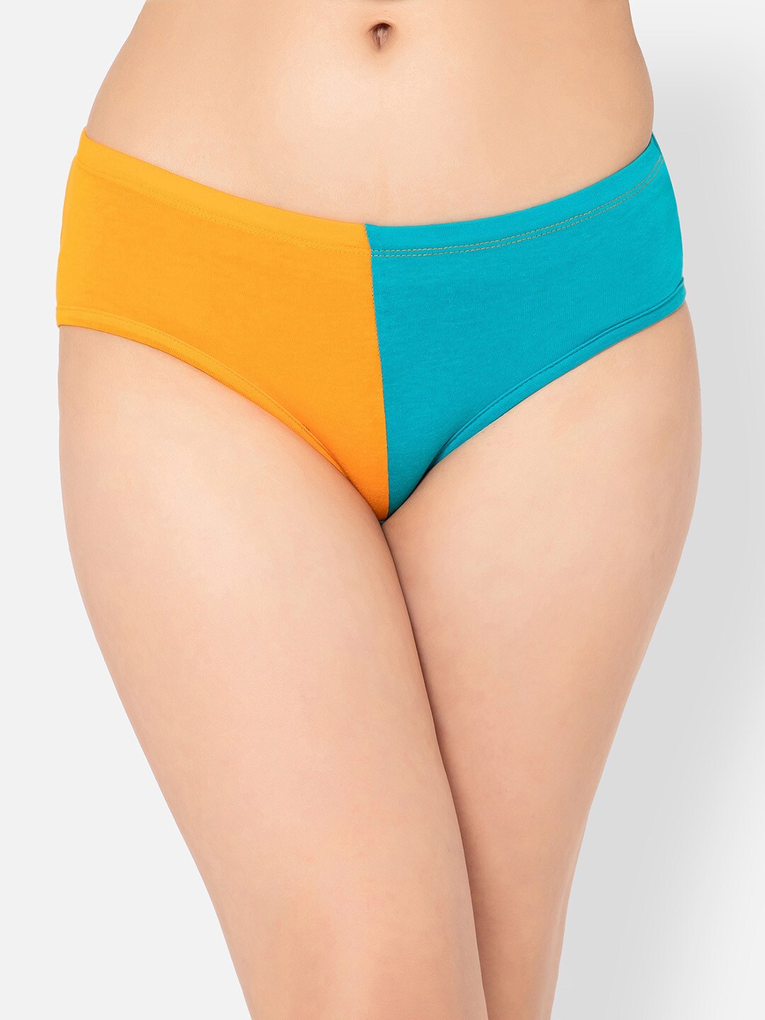 

Clovia Women Colourblocked Cotton Hipster Brief, Orange