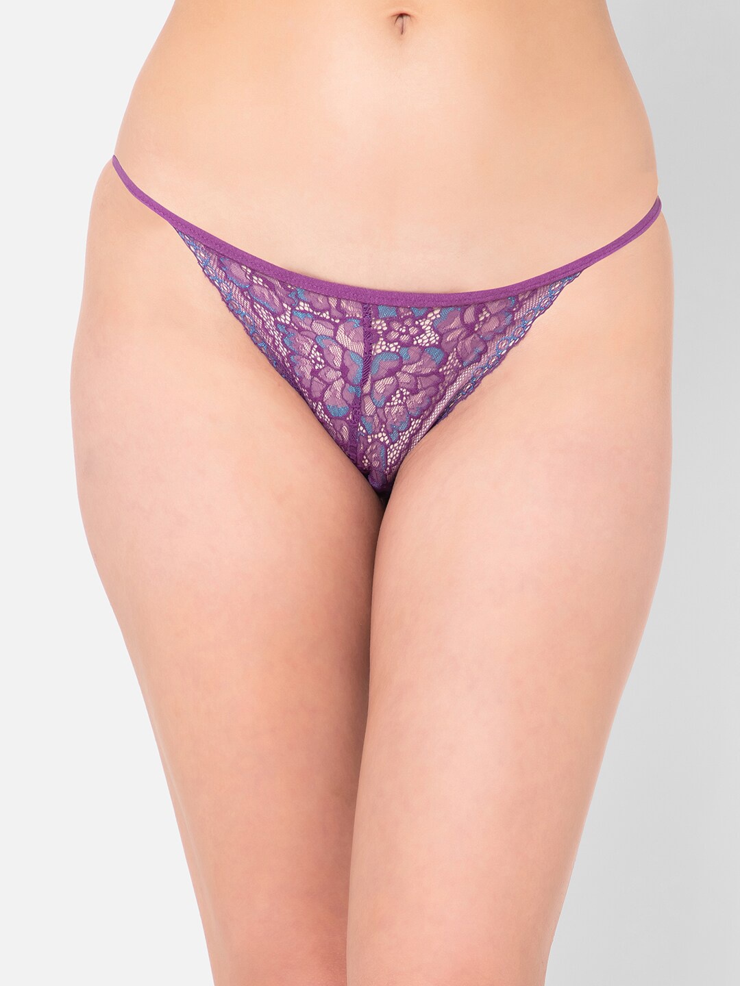 

Clovia Women Self-Designed Lace Bikini Brief, Purple