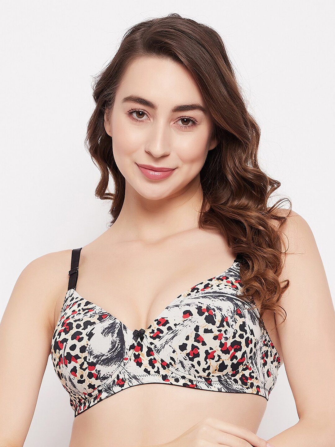 

Clovia Padded Non-Wired Full Cup Animal Print Multiway T-shirt Bra, Beige