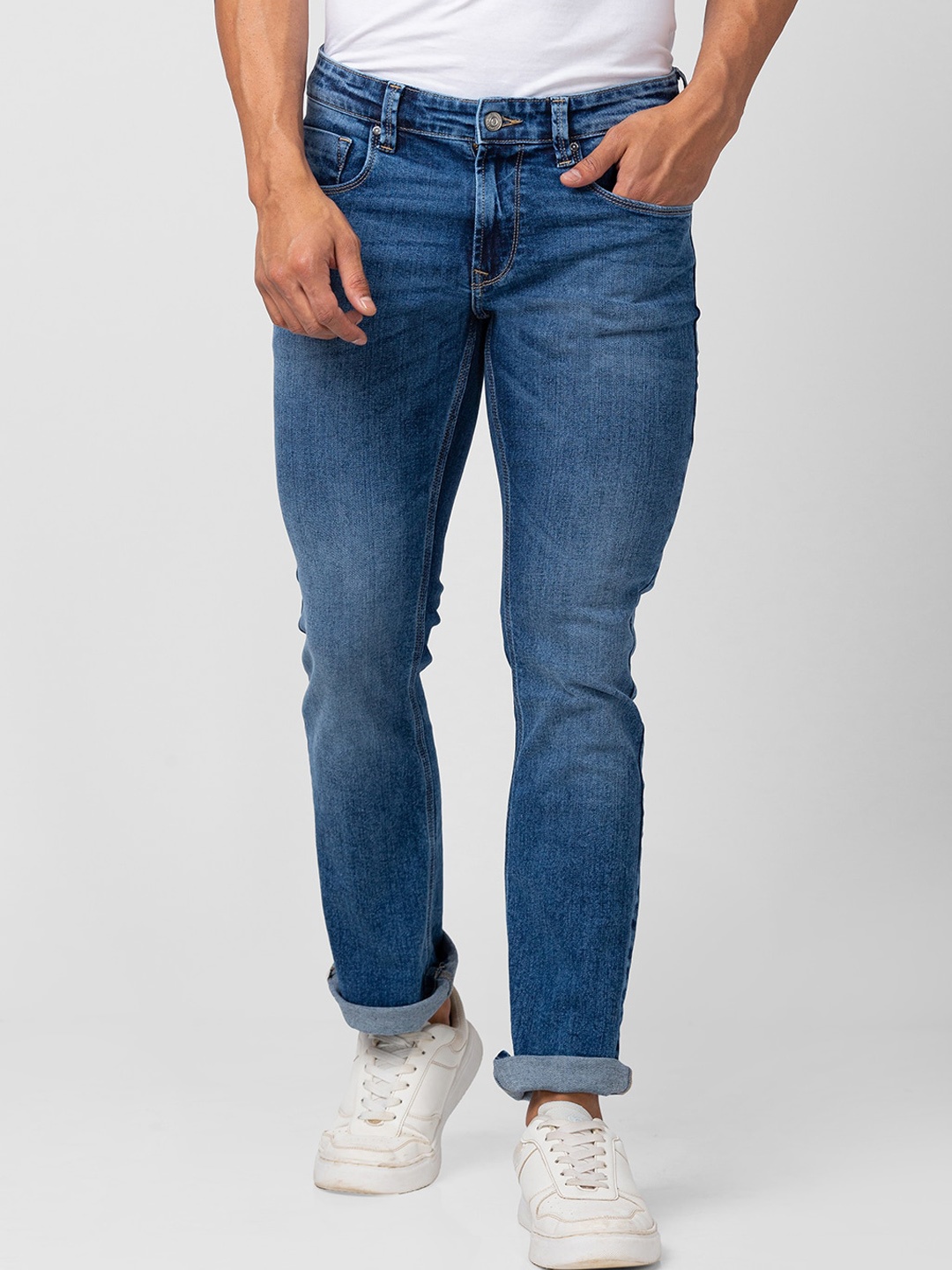 

SPYKAR Men Rafter Relaxed Fit Light Fade Cotton Stretchable Jeans, Blue