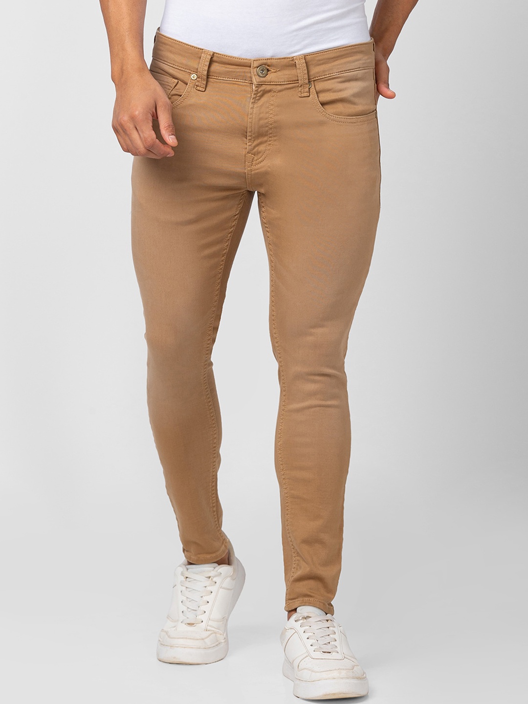 

SPYKAR Men Kano Slim Fit Stretchable Jeans, Beige