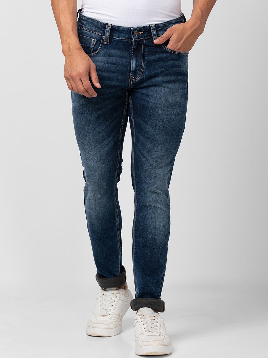 

SPYKAR Men Slim Fit Low-Rise Heavy Fade Stretchable Jeans, Grey