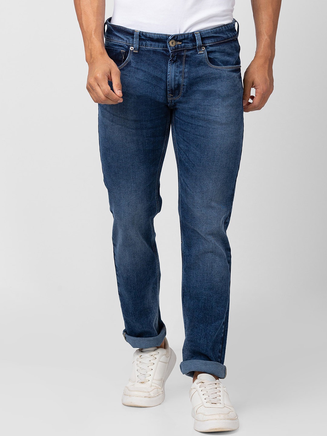 

SPYKAR Men Relaxed Fit Light Fade Stretchable Cotton Jeans, Blue