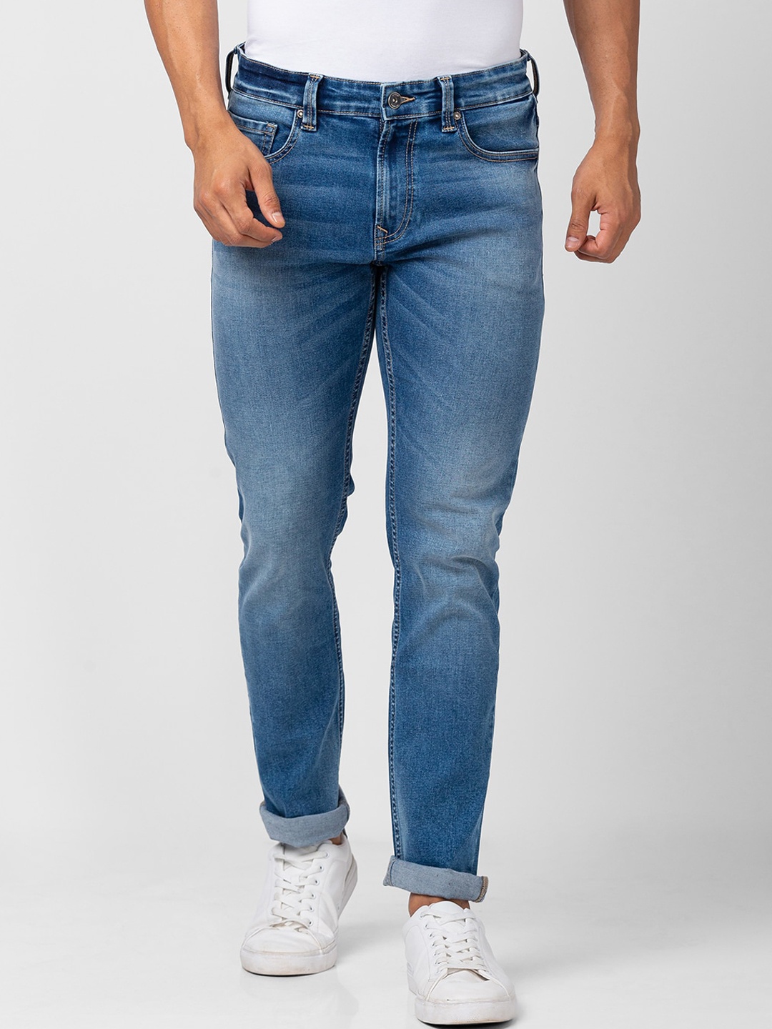 

SPYKAR Men Cotton Regular Fit Light Fade Jeans, Blue