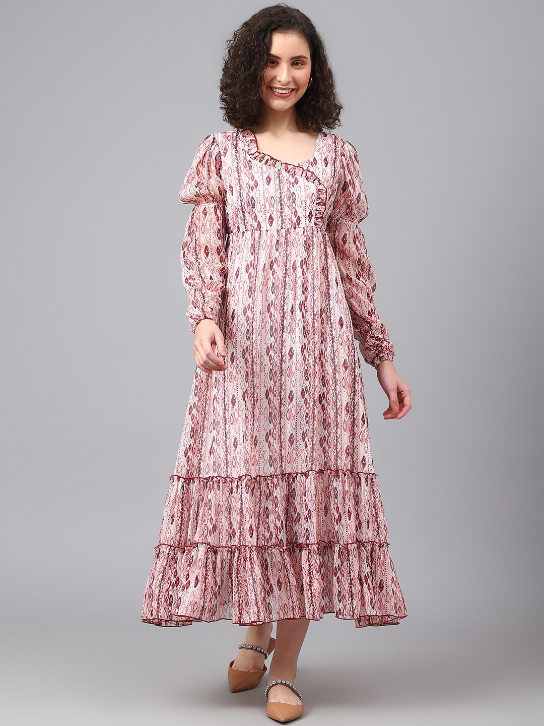 

DEEBACO Printed Floral Wrap Maxi Dress, Maroon