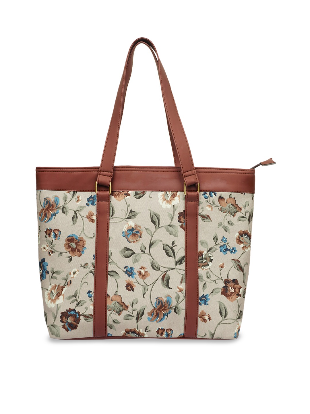 

Crazy Corner Floral Printed PU Oversized Shopper Shoulder Bag, Beige