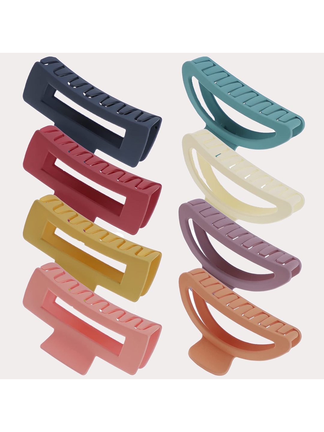 

FIMBUL Women Pack Of 8 Matte Square Claws & Half Moon Claw Hair Clips, Red