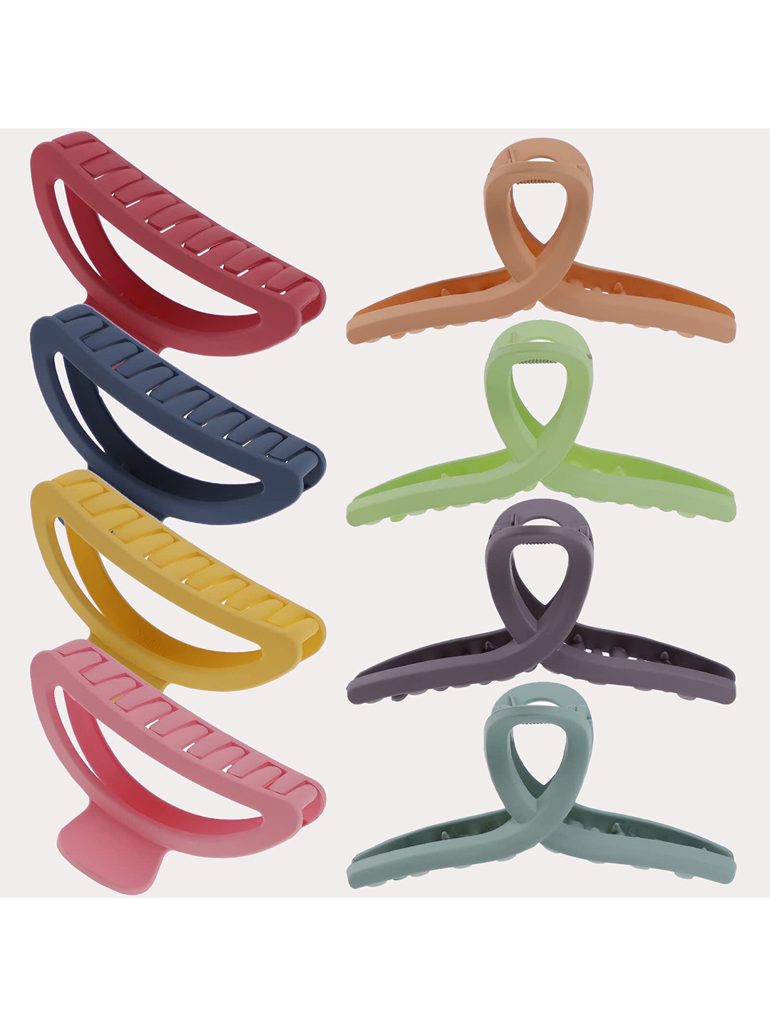 

FIMBUL Women Set Of 8 Half Moon Claw & Butterfly Claw Matte Hair Clips, Red