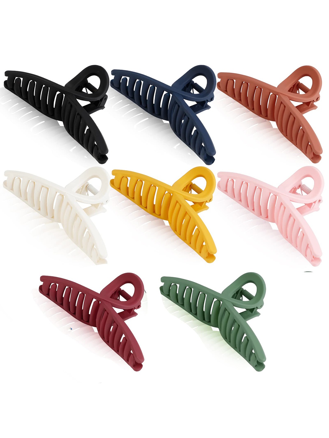 

FIMBUL Women Set Of 8 Butterfly Claw Matte Hair Clips, Red