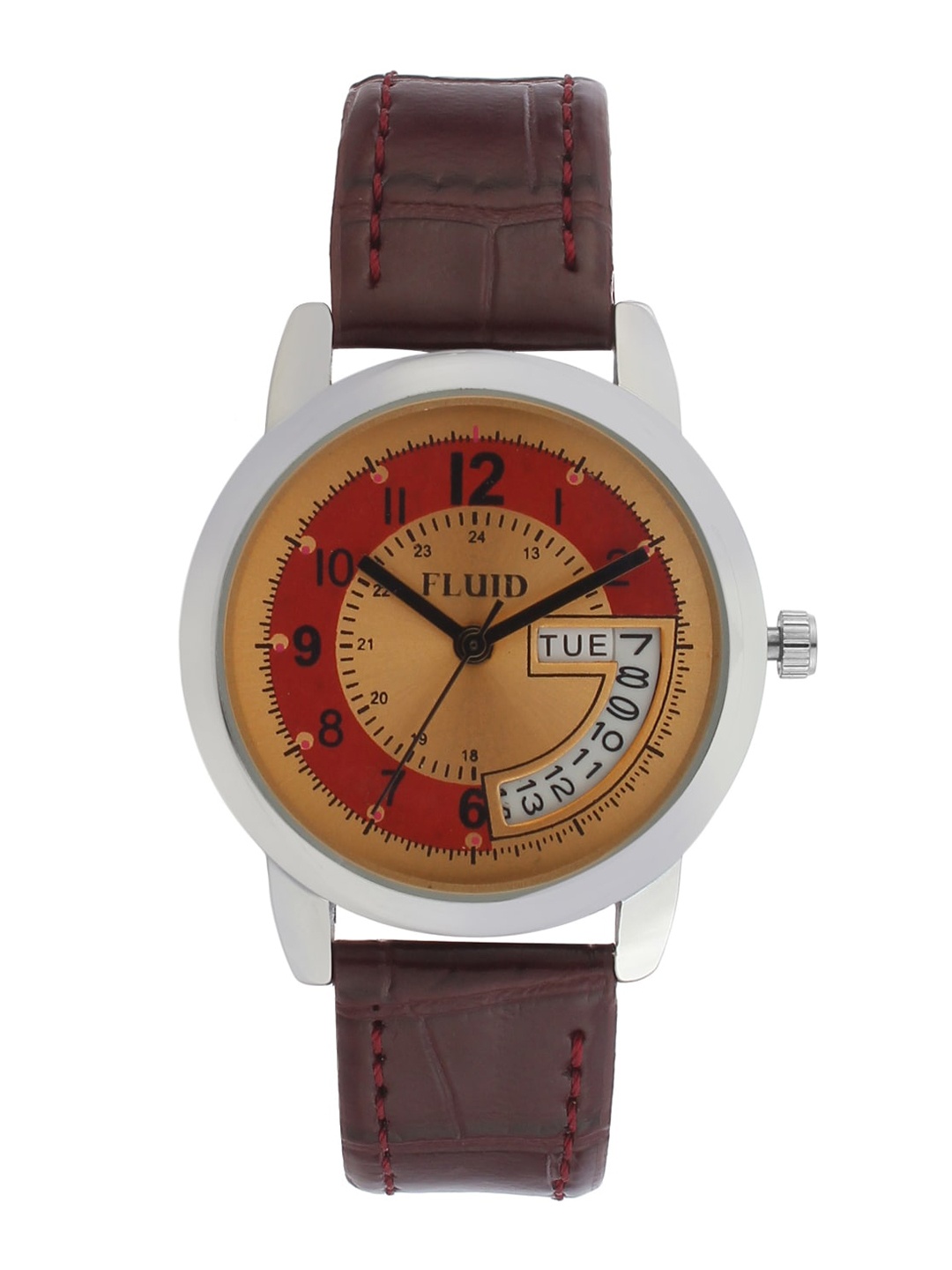 

FLUID Women Printed Dial & Leather Textured Straps Analogue Watch FL23-749L-RD01, Red