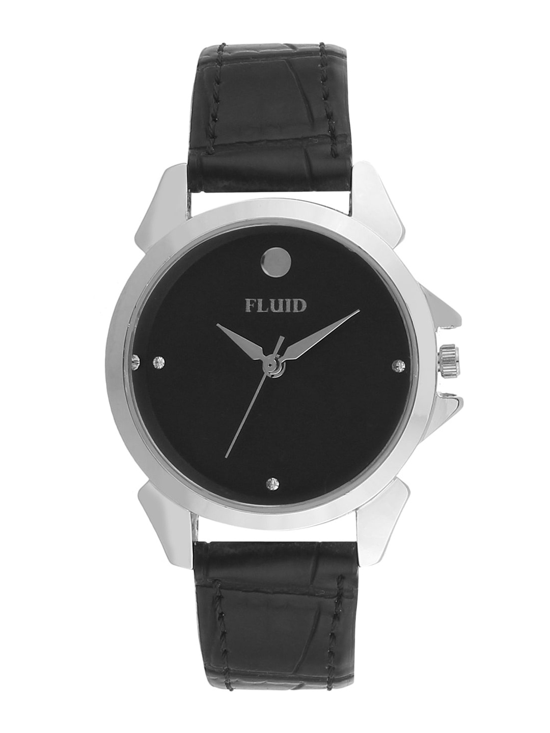 

FLUID Women Embellished Dial & Leather Textured Straps Analogue Watch FL23-735L-BK01, Black
