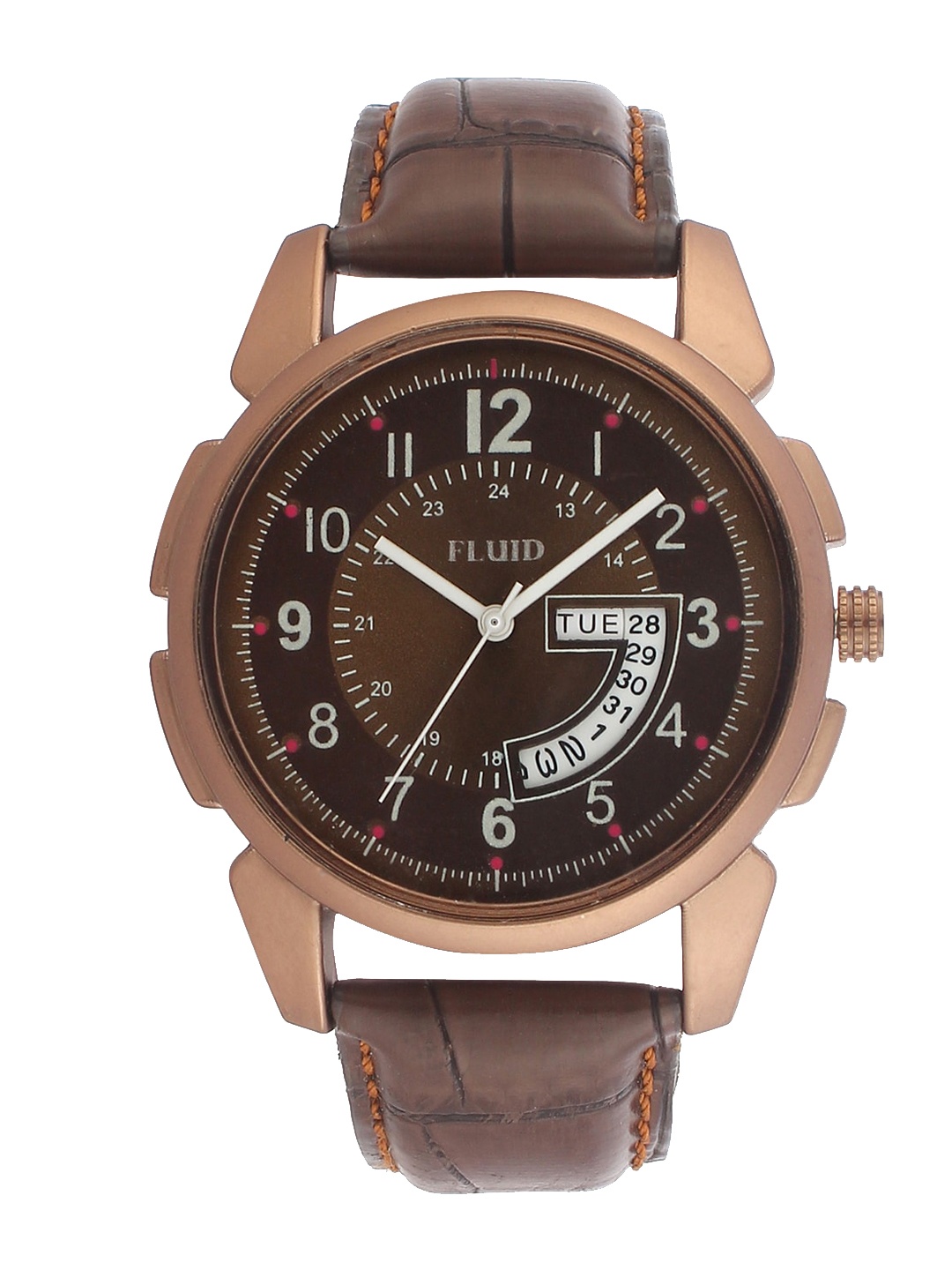 

FLUID Men Printed Dial & Leather Straps Analogue Watch(FL23-748G-BR01), Brown
