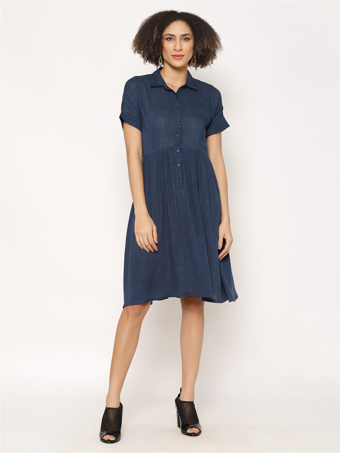 

HOUSE OF KKARMA Striped Shirt Dress, Blue
