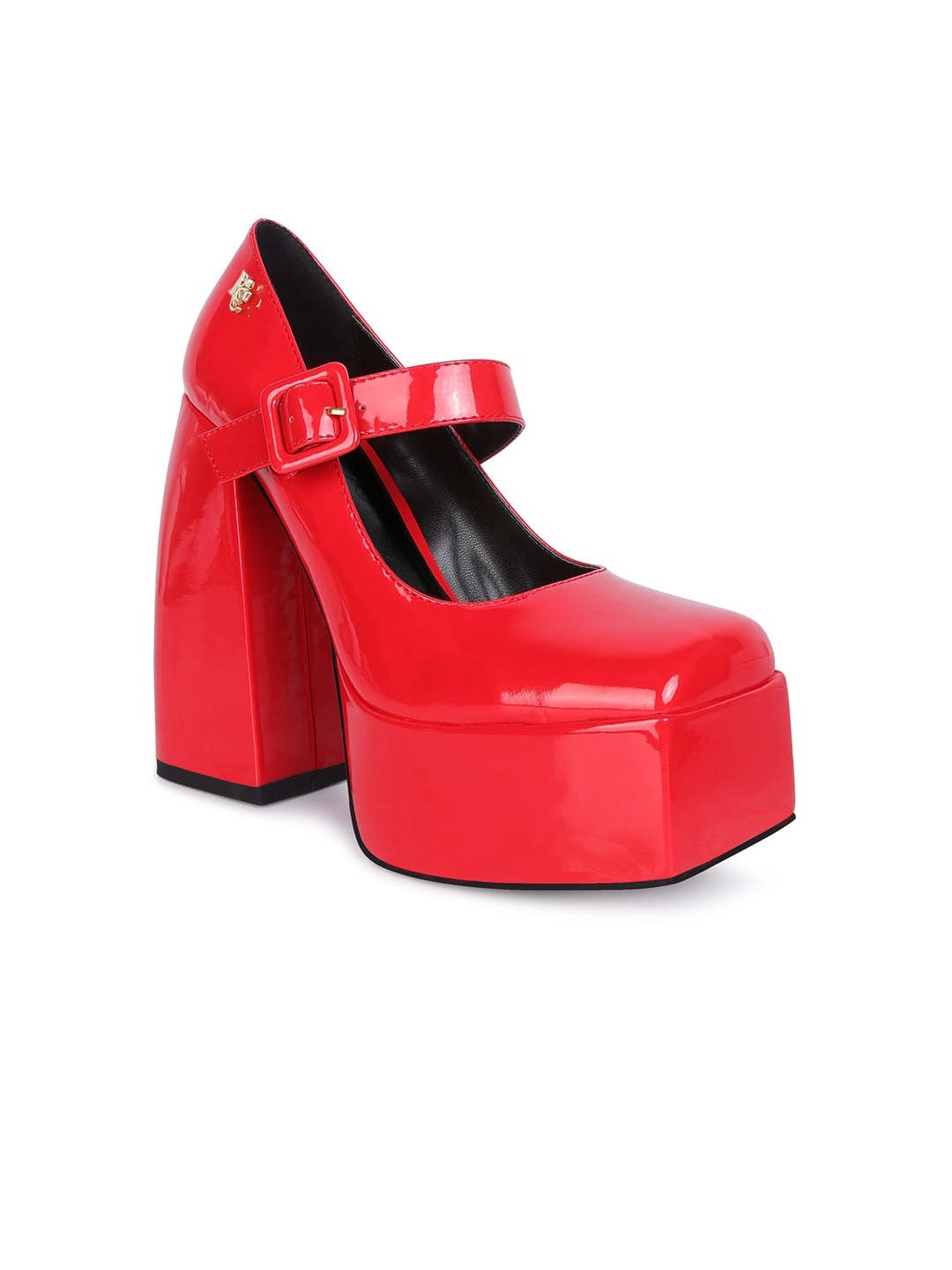

RAG & CO Square Toe Block Heels Pumps, Red