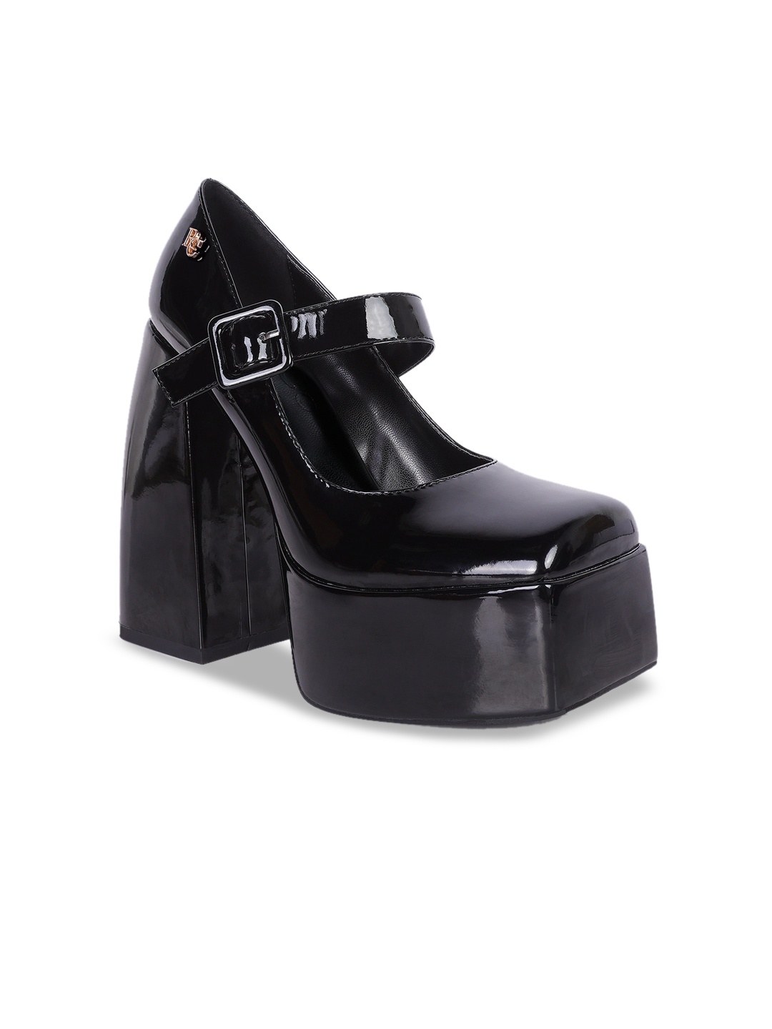 

RAG & CO Square Toe Block Heels Pumps, Black