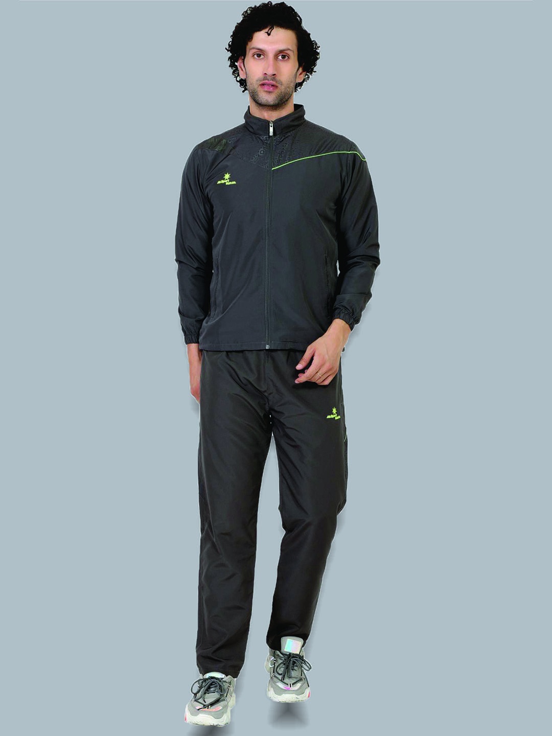 

SPORT SUN Men Mock Collar Tracksuit, Grey