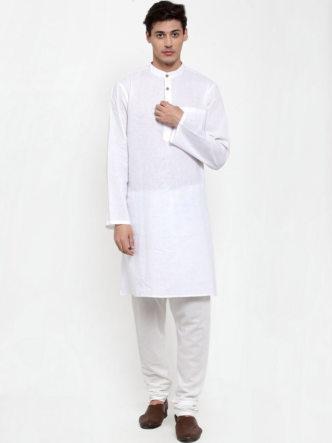 

NEUDIS Men Pure Cotton Kurta with Churidar, White