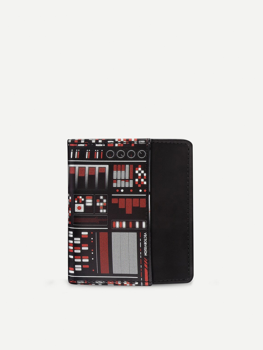 

THREADCURRY Geometric Printed PU Two Fold Wallet, Black