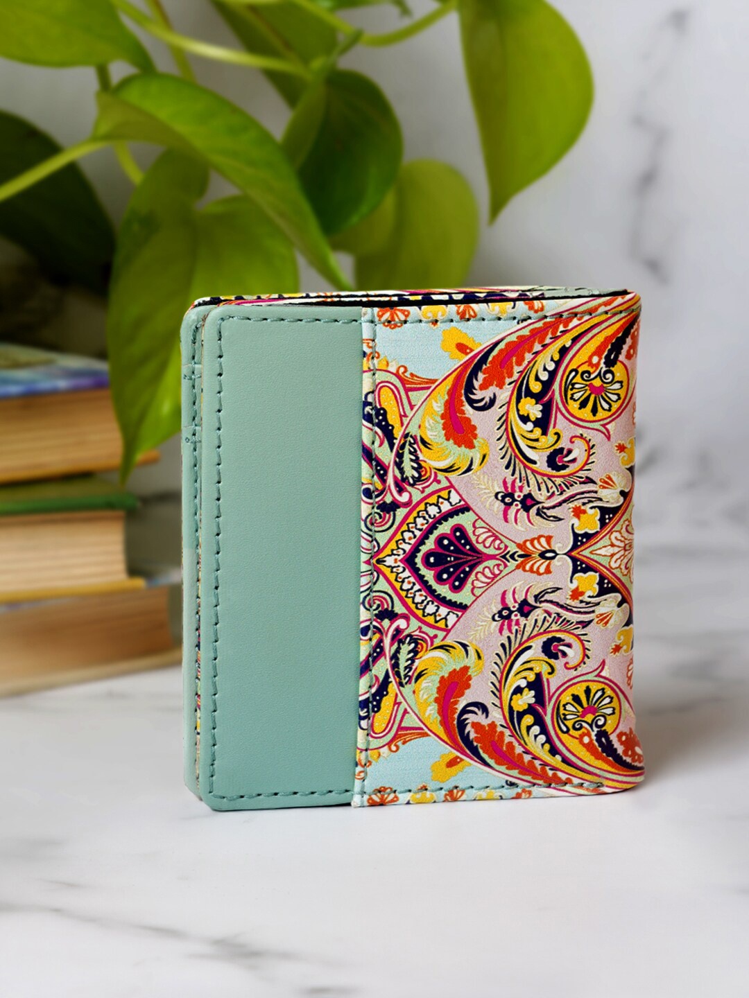 

THREADCURRY Paisely Printed PU Two Fold Wallet, Sea green