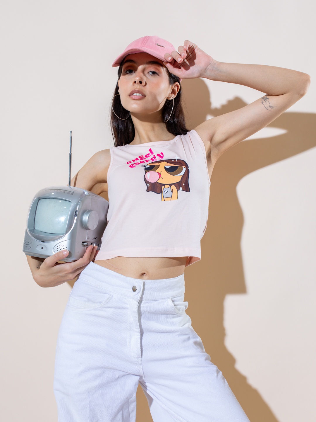 

Stylecast X Hersheinbox Women Printed Pure Cotton T-shirt, Peach
