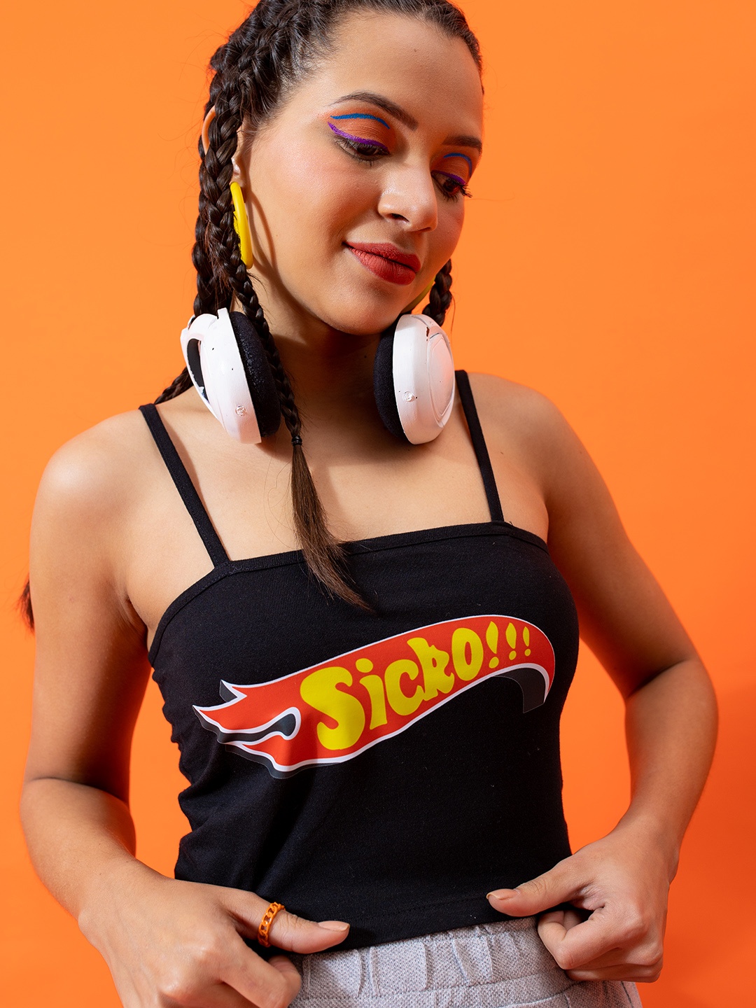 

Stylecast X Hersheinbox Graphic Printed Crop Top, Black