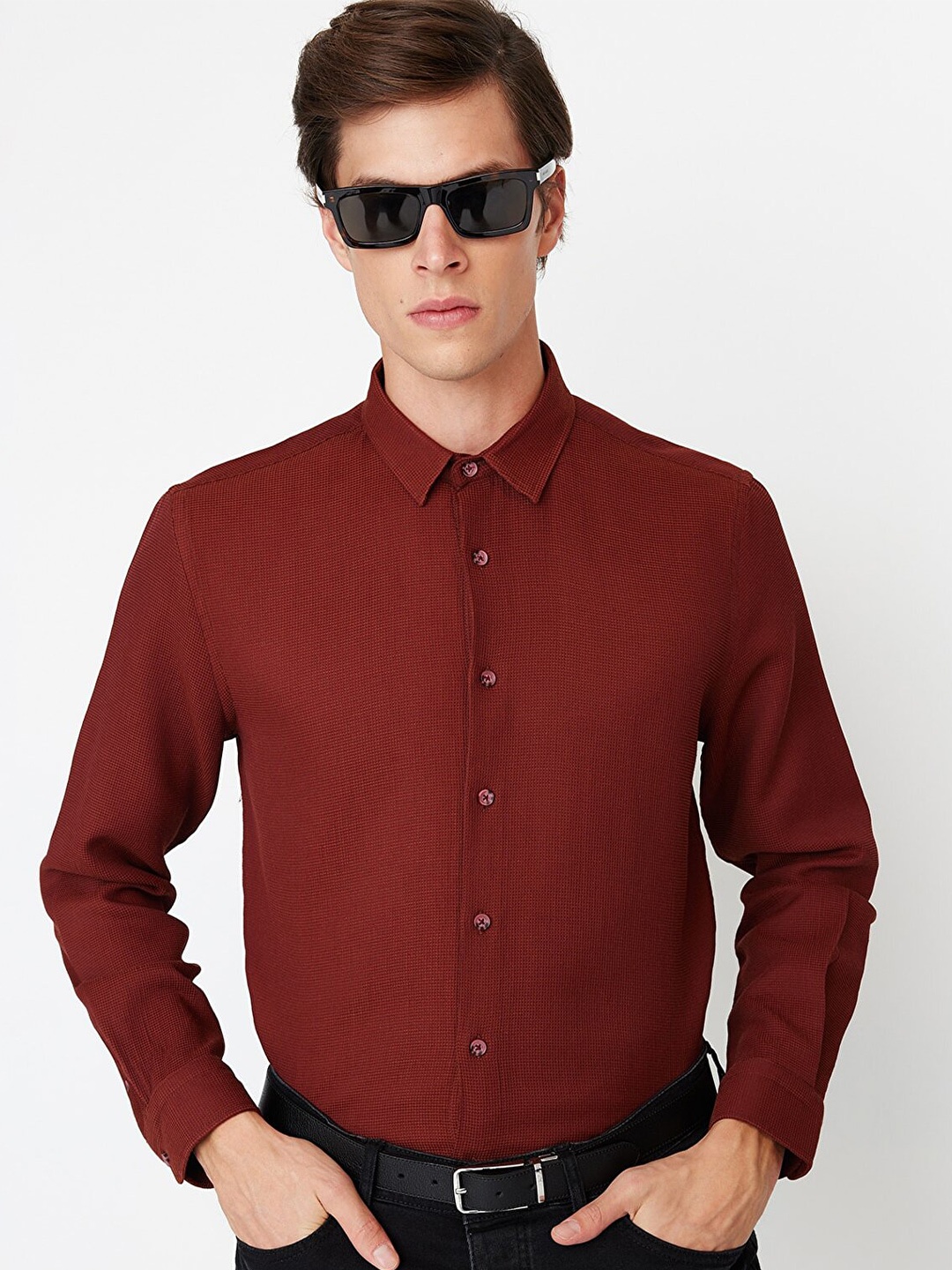 

Trendyol Men Cotton Formal Shirt, Maroon