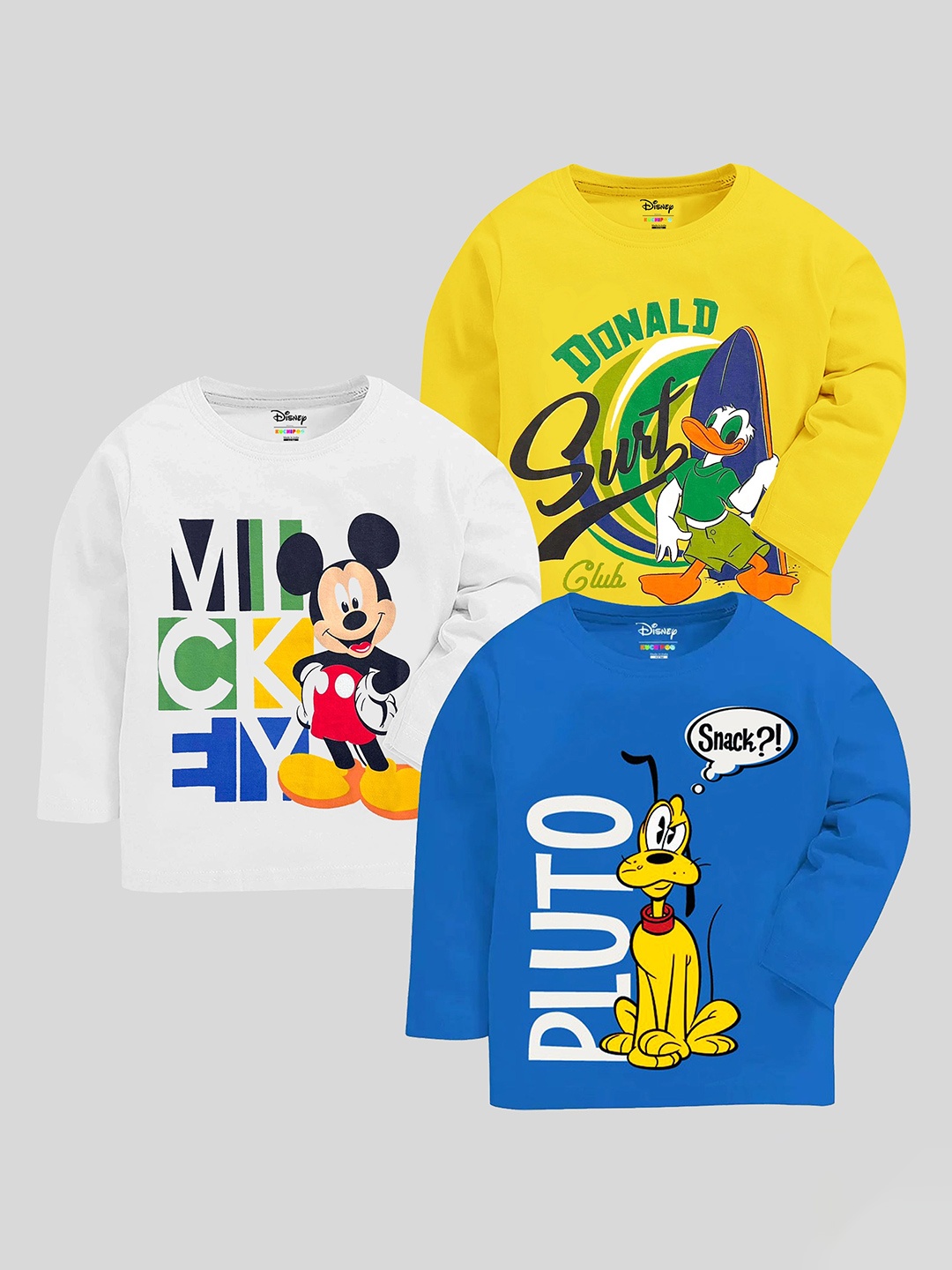 

KUCHIPOO Boys Pack Of 3 Printed Cotton T-shirt, Yellow