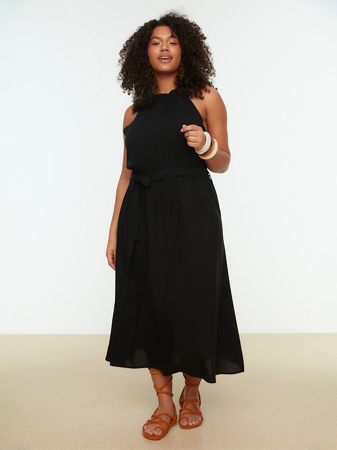 

Trendyol Halter Neck A-Line Midi Dress, Black