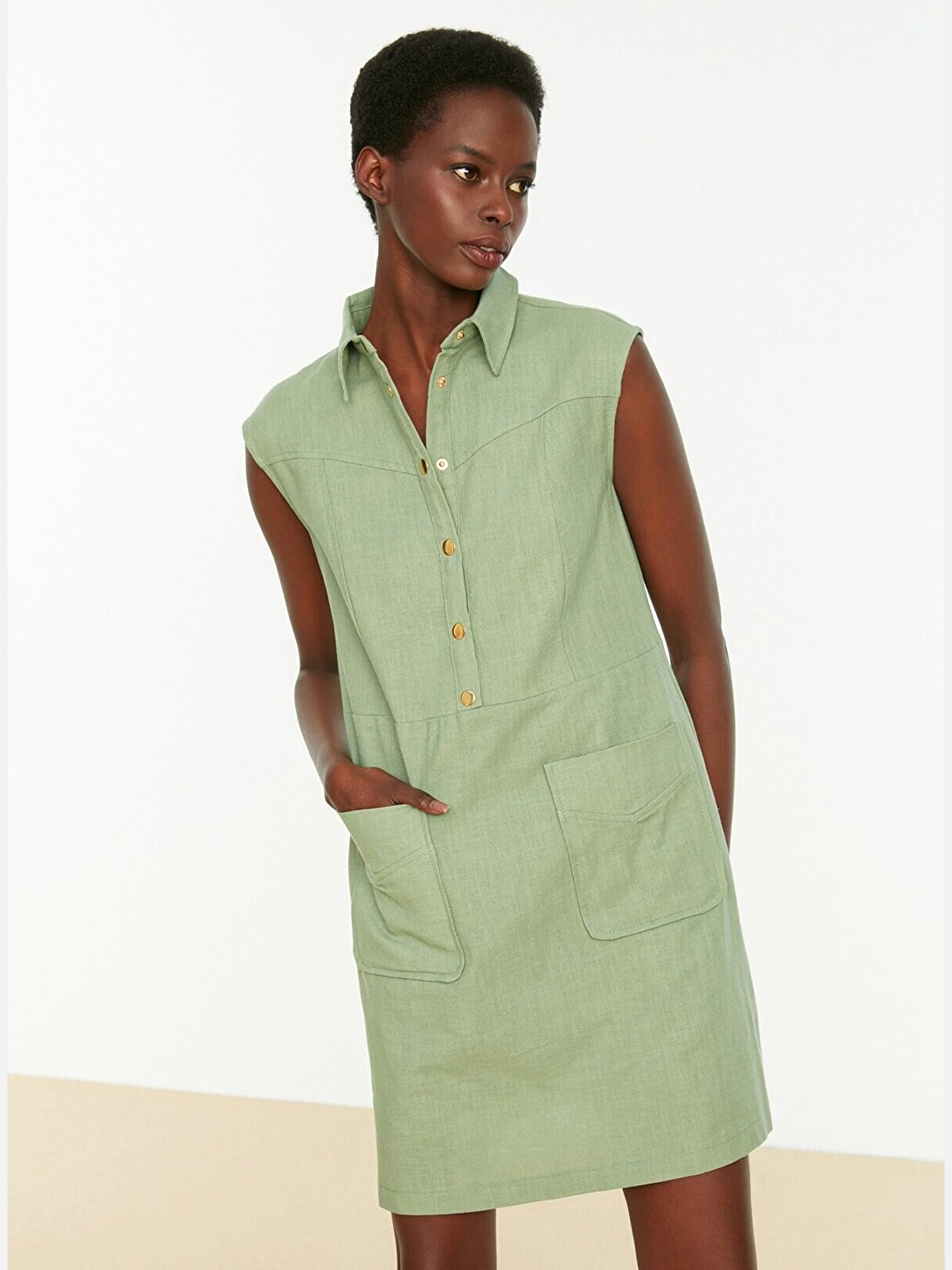 

Trendyol Shirt Cotton Dress, Green