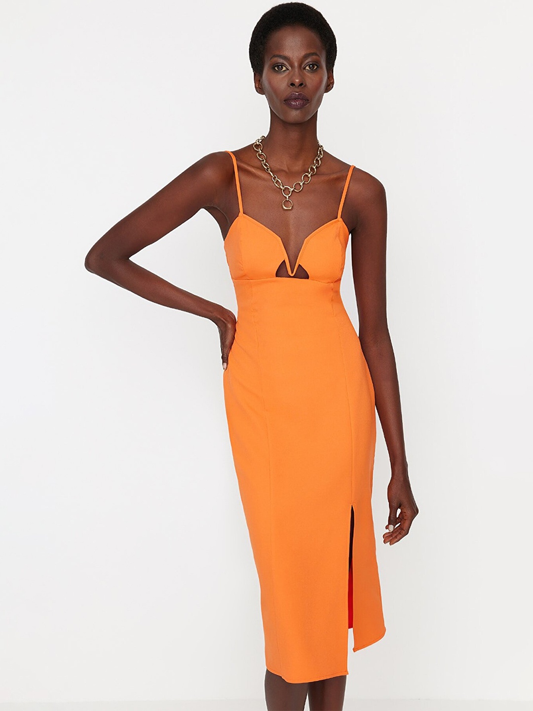

Trendyol Shoulder Straps Sheath Dress, Orange
