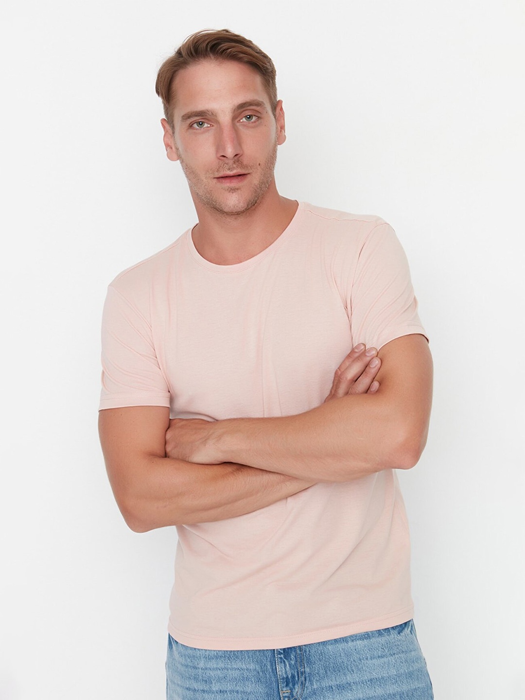 

Trendyol Men Round Neck T-shirt, Pink