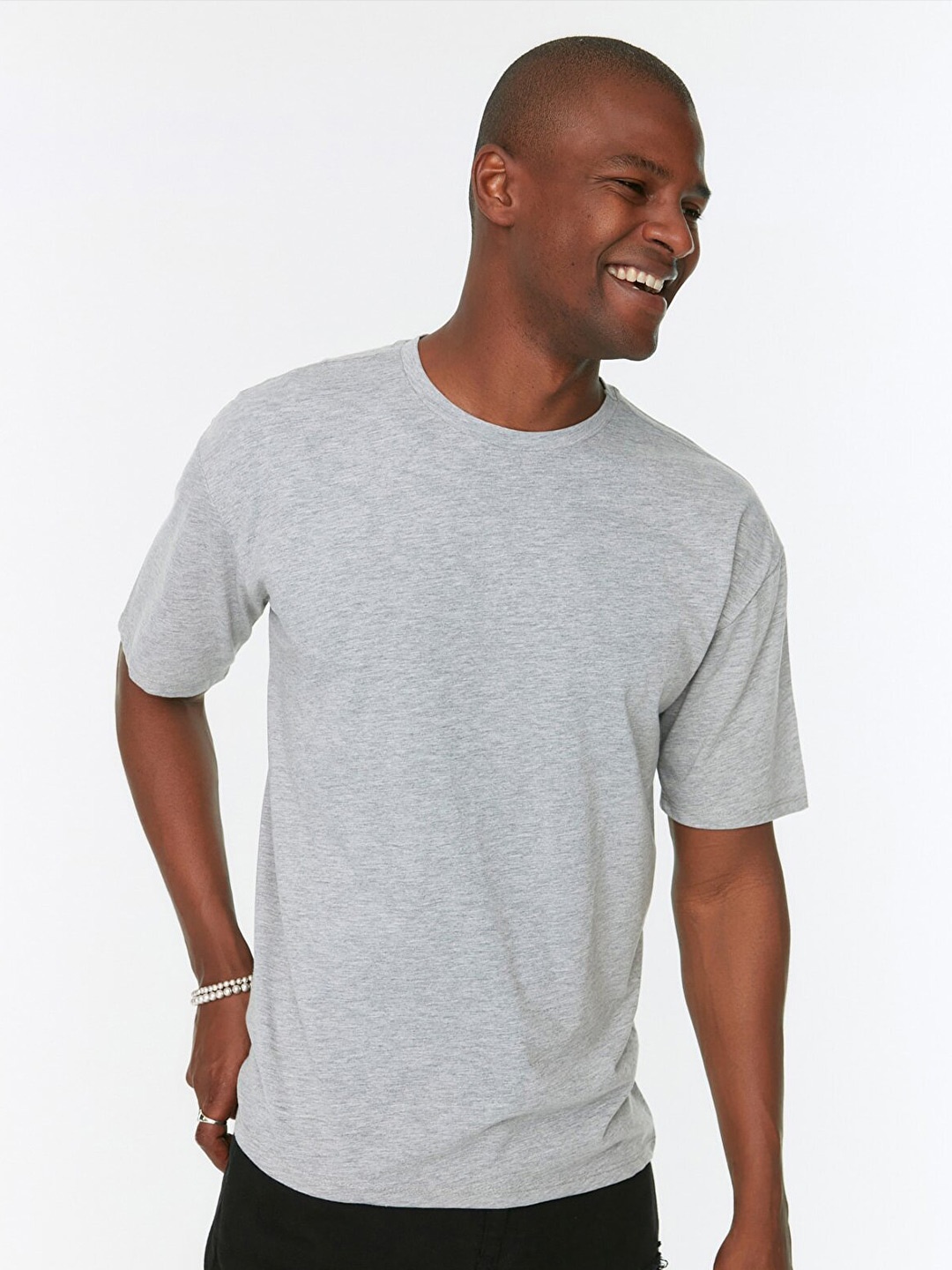 

Trendyol Men Graphic Printed Cotton T-shirt, Grey
