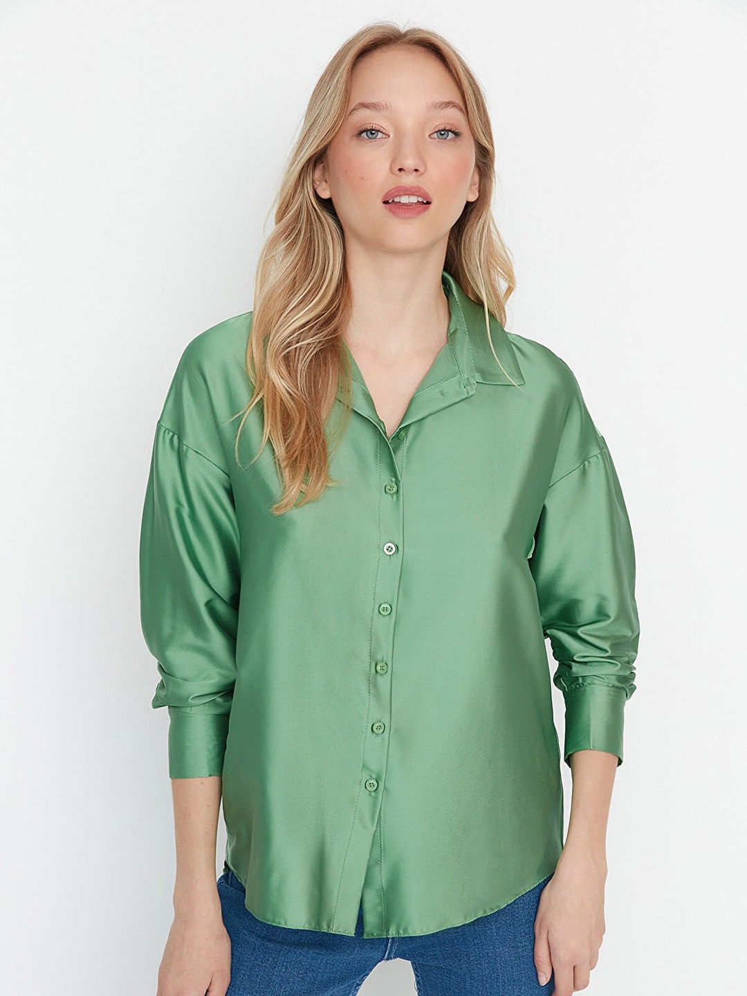 

Trendyol Women Regular Fit Casual Shirt, Green