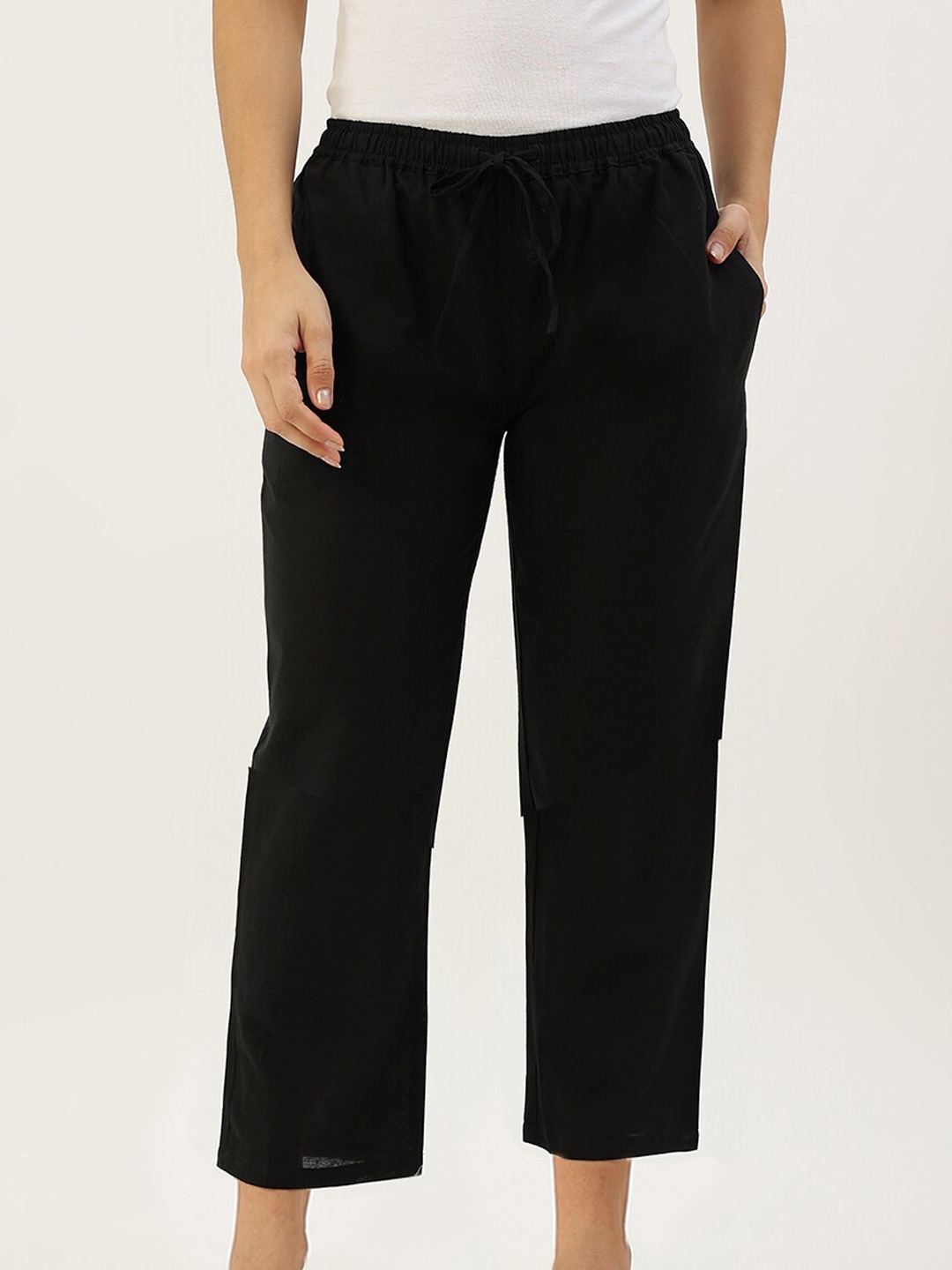 

Lokatita Women Cotton Cropped Palazzos, Black