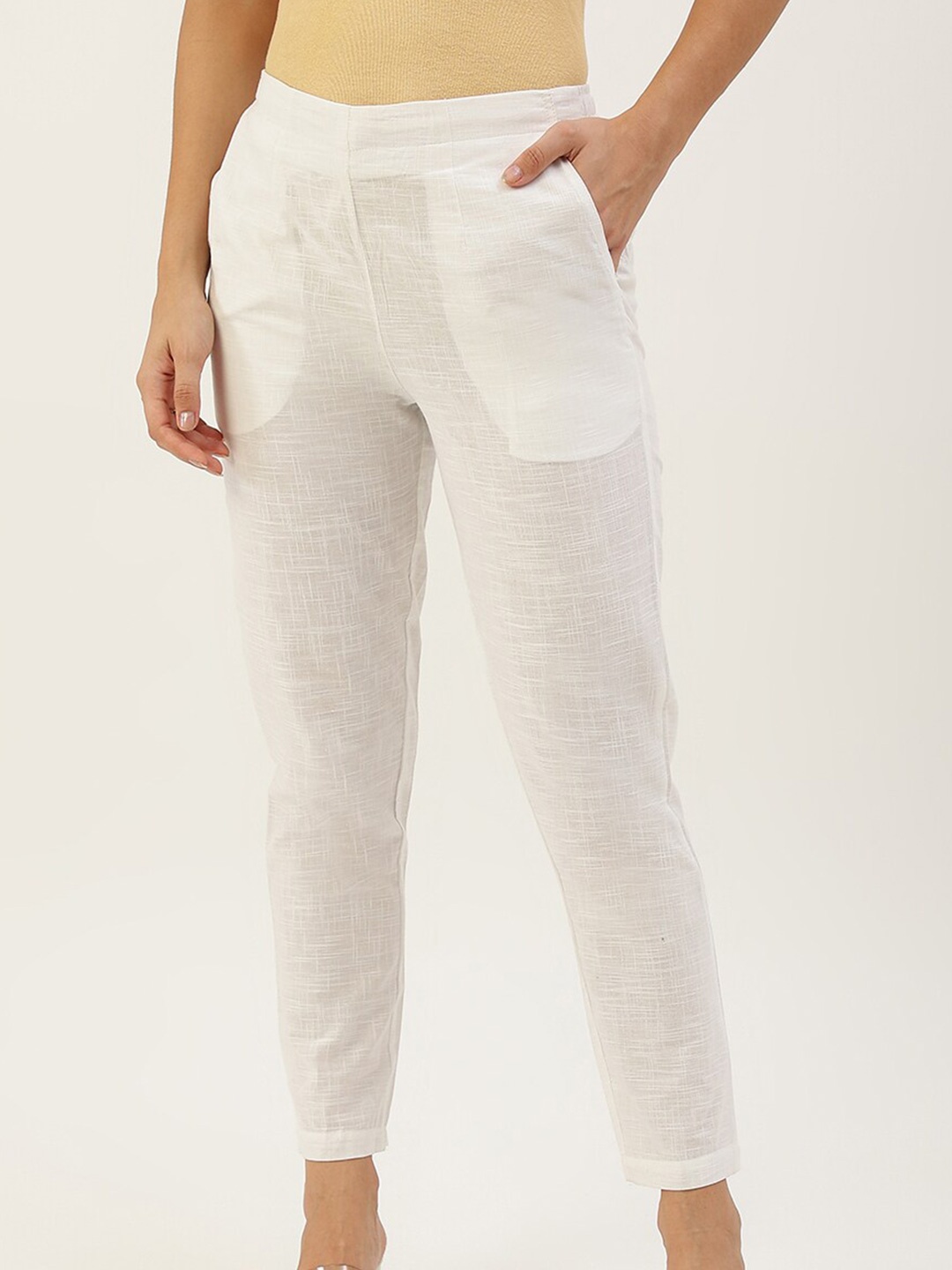 

Lokatita Women Slim Fit Cotton Trouser, White