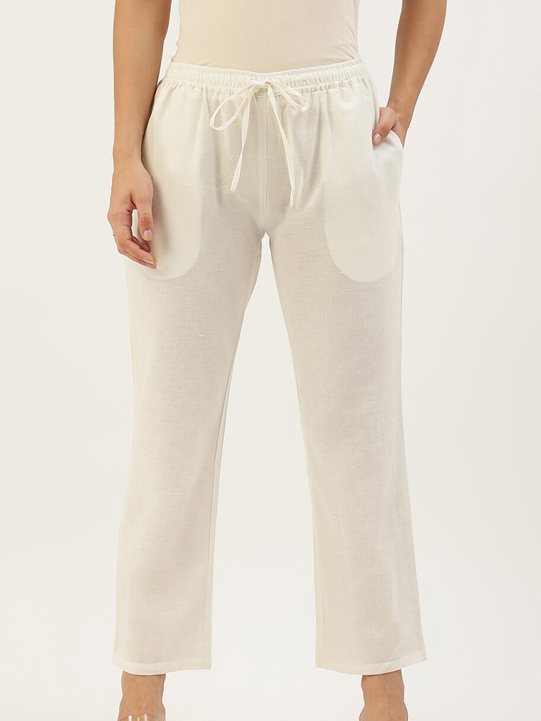 

Lokatita Women White Cropped Palazzos