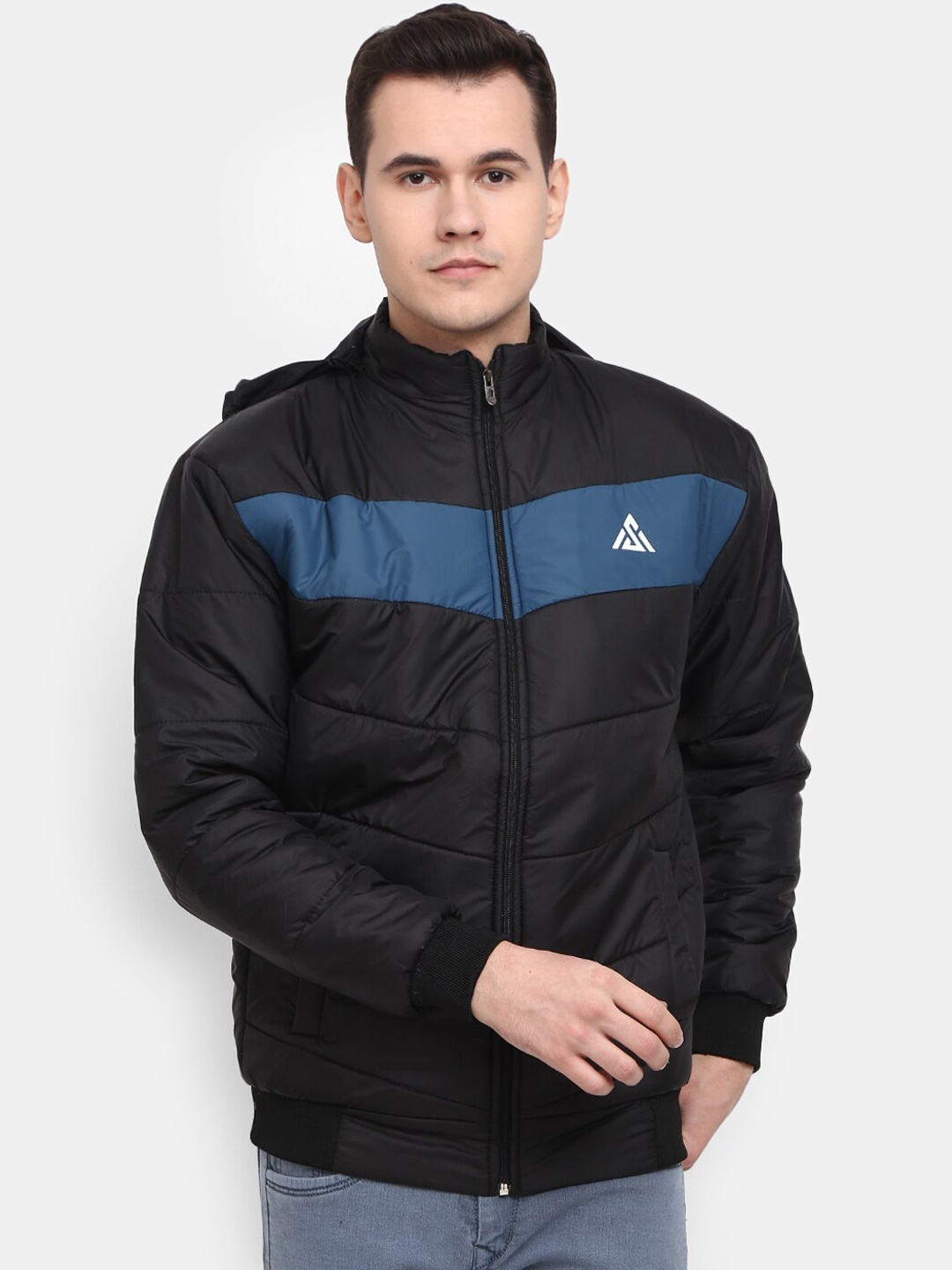 

V-Mart Men Hooded Bomber Cotton Jacket, Black